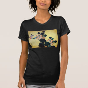 Camiseta 芙 蓉 雀, 北 斎 Hibiscus Mutabilis e Sparrow, Hokusai
