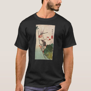 Camiseta 花にトンボ, libélula do 広重 e flor, Hiros