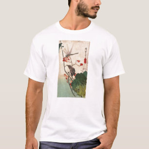 Camiseta 花 に ト ボ, 広 重 Dragonfly e Flower, Hiroshige, Ukiyo-