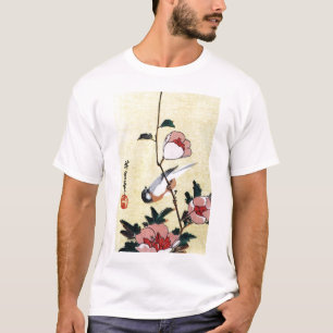 Camiseta 花 に 鳥, 広 Pássaro e Flor, Hiroshige, Ukiyo-e
