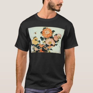 Camiseta 菊と蜂, crisântemo do 北斎 e abelha, Hokusai