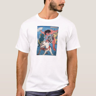Camiseta 金 太 郎 物 動,国 と Kintaro & Animais, Kuniyoshi, Ukiyo-