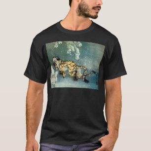 Camiseta 雪中虎図, tigre na neve, Hokusai do 北斎