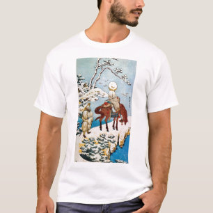 Camiseta 雪 の 人, 北 斎 viajantes em neve, Hokusai, Ukiyo-e