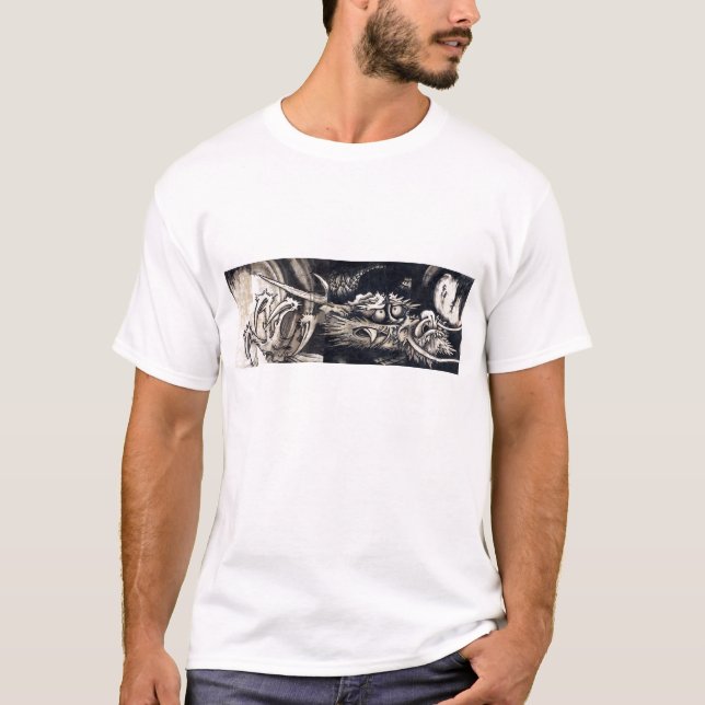 Camiseta 雲 龍 図, 曾 蕭 白 Dragão com Nuvem, Sumi-e (Frente)