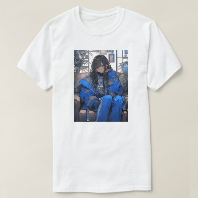 Camiseta 青春のインディゴ/Indigo Youth Tshirts | 東京娘 GenerartiveAI (Frente do Design)