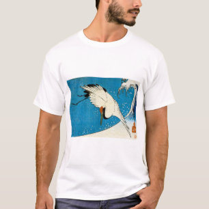 Camiseta 鶴と波, guindaste & onda, Hiroshige, Ukiyo-e