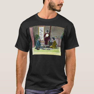 Camiseta 麻雀 tradicional de Mahjong do japonês do vinta