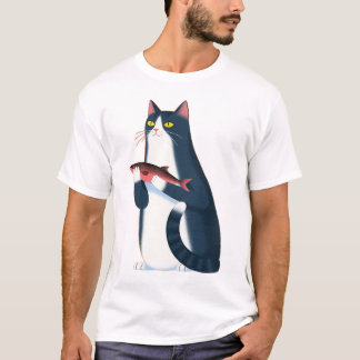 CAMISETA 냥이와 생선 티셔츠 