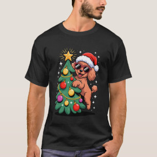 Camiseta 01 Árvore de Natal Poodle Brinquedo Óculos de Sol