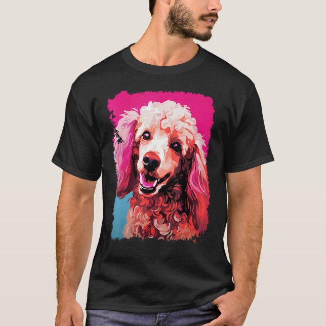 Camiseta 01 Cachorro Poodle Rosa (Frente)