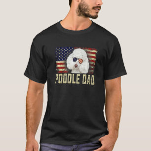 Camiseta 01 Clássico Retro Bandeira EUA Poodle Pai Dia dos