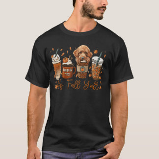 Camiseta 01 É Outono Yu2019todos Café de Cão Poodle Abóbora