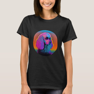 Camiseta 01 Estética de Poodle com Synthwave 80s