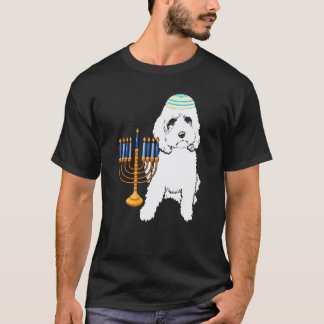 Camiseta 01 Menorá de Cachorro Poodle Judaico Pijama Chanuk