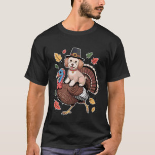 Camiseta 01 Pilgrim Poodle Miniatura Cachorro Montando Peru