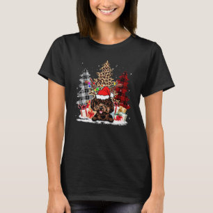 Camiseta 01 Poodle Chapéu de Papai Noel Light Buffalo Plaid
