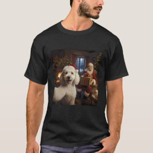 Camiseta 01 Selfie de Poodle com Papai Noel Natal Divertido