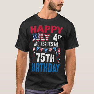Camiseta 04 de julho e sim é o meu 75º Aniversário american