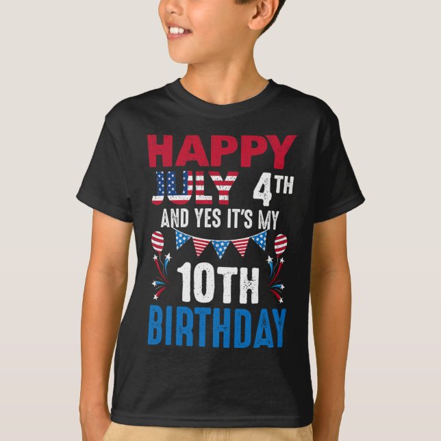 Camiseta 04 de julho e sim é o meu décimo aniversário ameri (Frente)