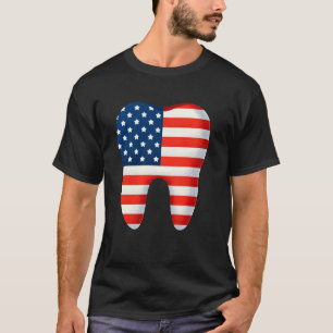 Camiseta 0 4 de Julho Dental Americano Dentes Bandeira Amer
