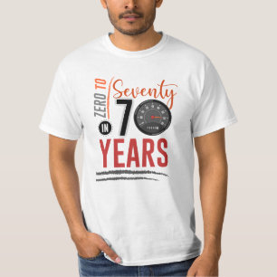 Camiseta 0 a 70 em 70 anos de celebração de aniversário