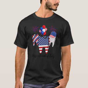 Camiseta 0 Dente Feliz 4º Quatro De Julho Dentista Dental C