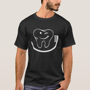 Camiseta 0 Dente Feliz Escova de Dentes Assistente de Denti