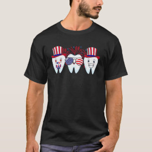 Camiseta 0 Dentista 4 De Julho Odontologia Bandeira Dos EUA