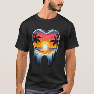 Camiseta 0 Dentista Fofo Dente Pôr do Sol Palmeiras Higiene
