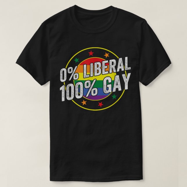 Camiseta 0 Gay Liberal 100 LGBT Design para Conservadores (Frente do Design)