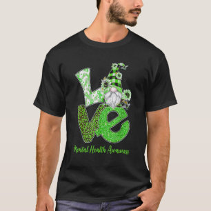 Camiseta 0 Gnomo Amor Consciência da Saúde Mental Fita Verd