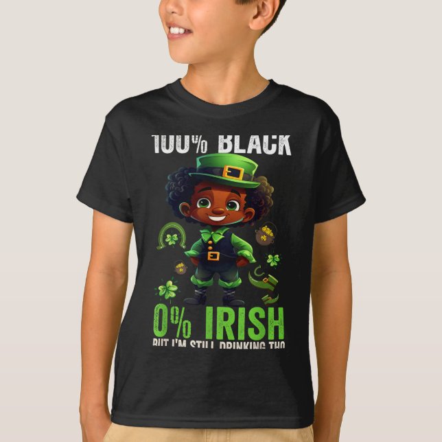 Camiseta 0% Irish 100% Black -funny St. Patricks Day Black  (Frente)