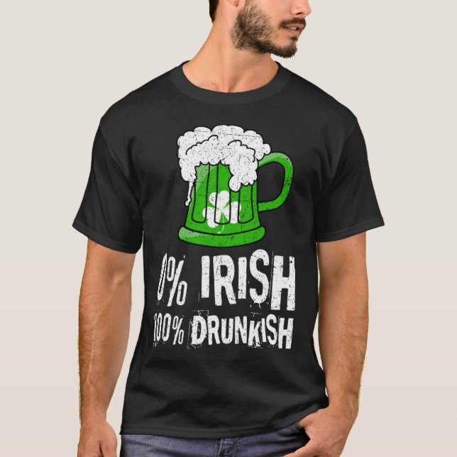 Camiseta 0 Irish 100 Drunkish Draft Beer Shamrock St Patric (Frente)