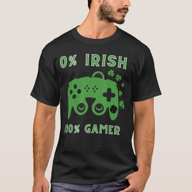 Camiseta 0 Irish 100 gamer Funny Novelty St Patricks Day Ga (Frente)
