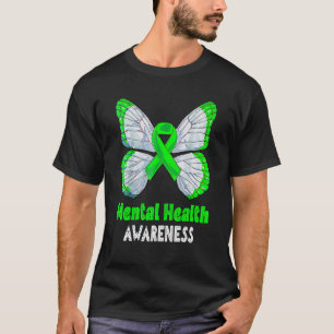 Camiseta 0 Laço Verde Borboleta Conscientização da Saúde Me