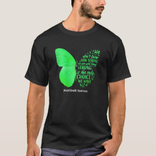 Camiseta 0 Mulheres Borboleta Verde Faixa de Conscientizaçã