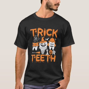 Camiseta 0 Travessuras ou Dentes Engraçado Tratamento de Ha