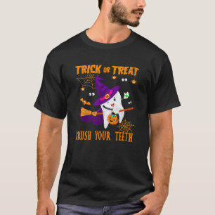 Camiseta 0 Truque Ou Guloseima Escove Os Dentes Dentista Di