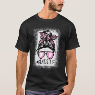Camiseta 0 Vida de Dentista Coque Desarrumado Leopardo Dent