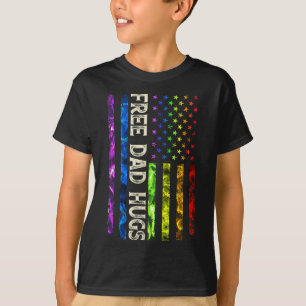 Camiseta 0y5 Free Pai Hugs America Flag Lgbt Orgulho gay pa