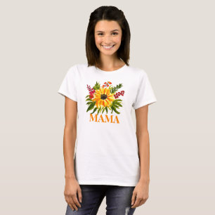 Camiseta 1ª rua Festa de Aniversário Mãe Mãe Girassol Mãe