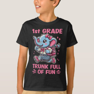 Camiseta 1º ano Tronco Cheio De Diversão Elefante Fofo De V