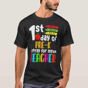 Camiseta 1º Dia Do Pré K Reze Por Meu Professor 100 Dias De