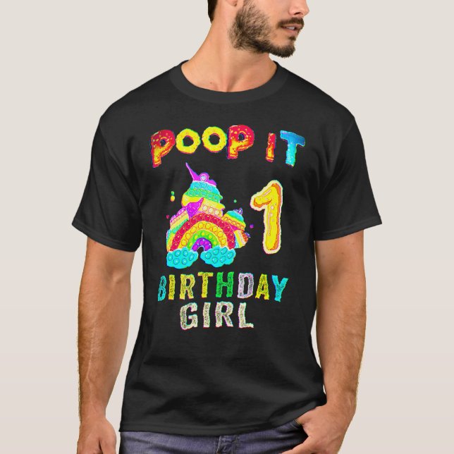 Camiseta 1º Fidget Pop It Birthday Girl Party One 11 Anos (Frente)