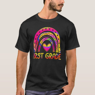 Camiseta 1º Primeiro Ano Coração Arco-íris Tie Dye Volta à