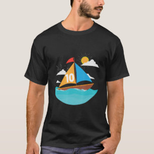 Camiseta 10ª Festa de aniversário, 10 anos Barco à vela