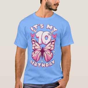 Camiseta 10ª Menina de Aniversário 10 Anos Borboletas E Núm