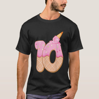Camiseta 10ª Menina de Aniversário 10 anos Sorvete 10