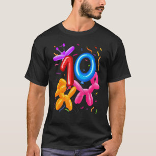 Camiseta 10º Aniversário Balão de Animais do Balão Pensava 